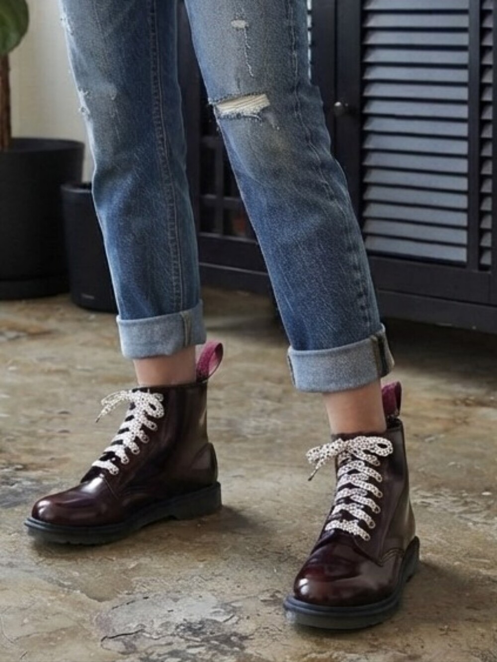 Dr. Martens Emmeline Leather Boots Cherry Red Arcadia 5 Eye Lace Up Ankle 11